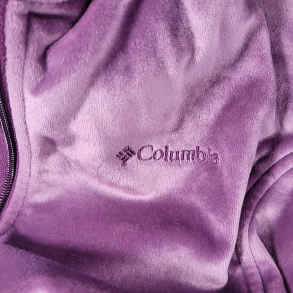 Columbia Womens Jacket  Size Large  Purple Velour  Full Zip  Long Sleeve Hooded - Picture 4 of 5
